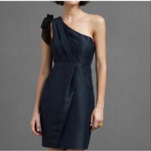 Anthropologie Va Et Vien BHLDN Navy One Shoulder Dress